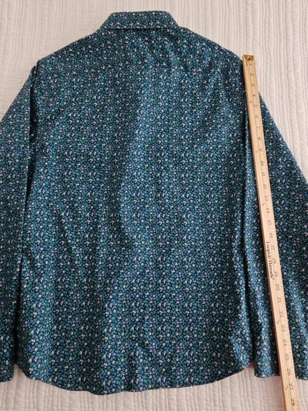 Banana Republic Shirt Men's L Large Blue Green Floral AOP Untucked‎ Slim Fit EUC